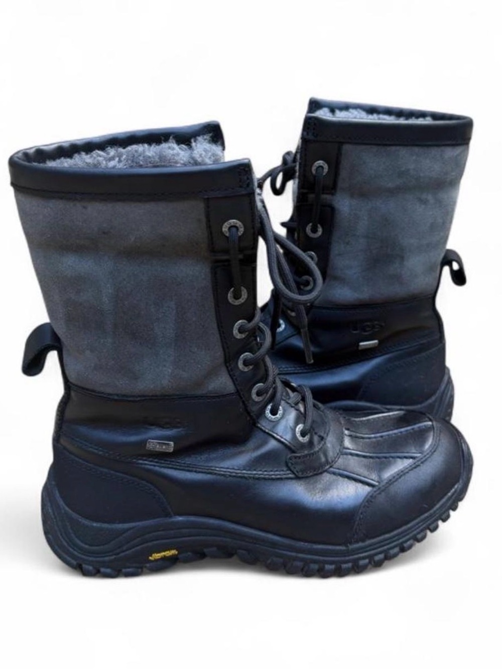 UGG Adirondack III Tall Waterproof Snow Boots Black Gray Size 8